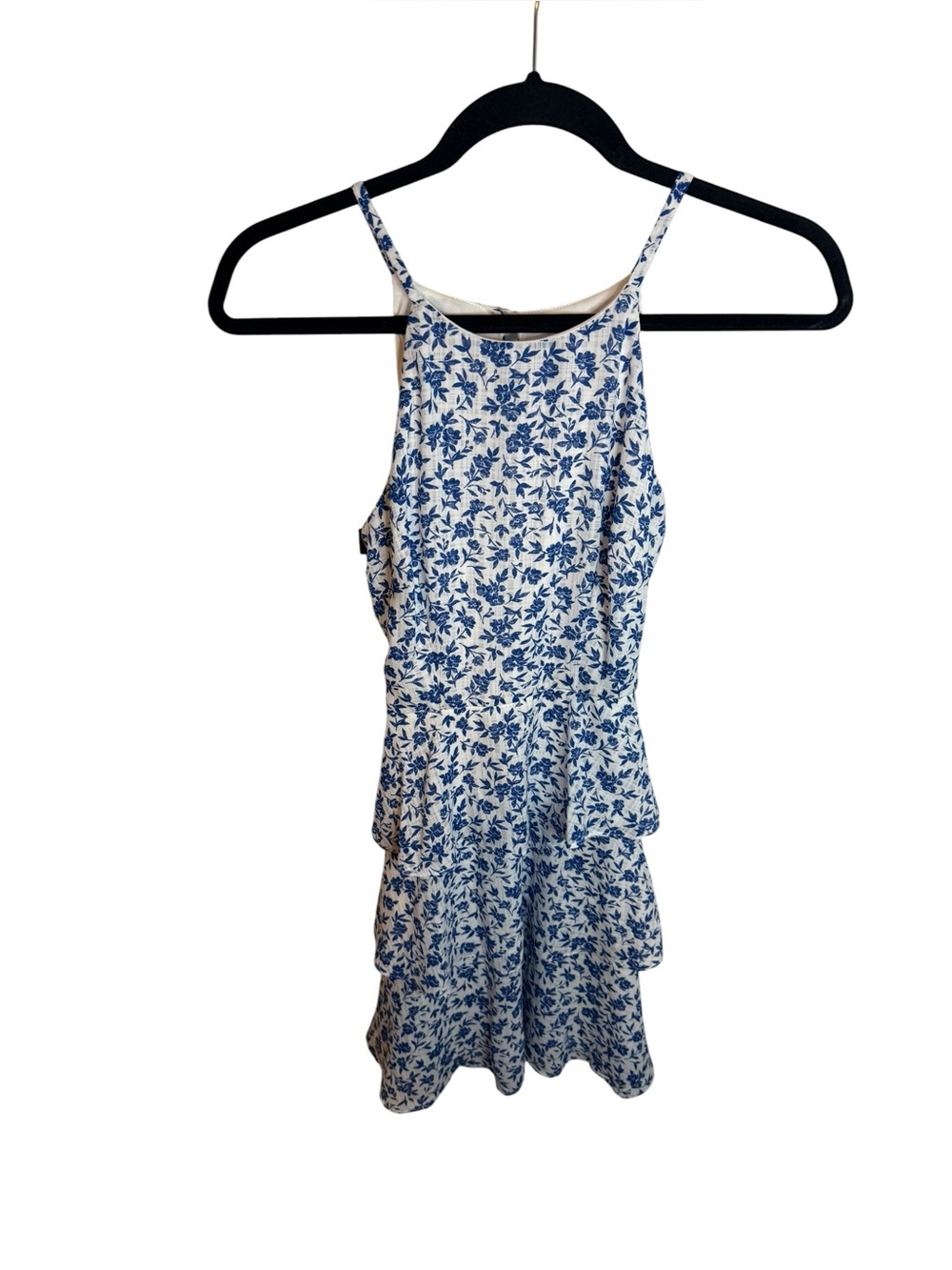 The General Good Geneva Blue Floral Tiered Mini Dress